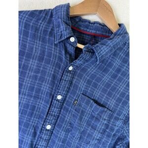 Levi's Redloop Linen Shirt Men's Large Blue Plaid Button Up L/S Casual